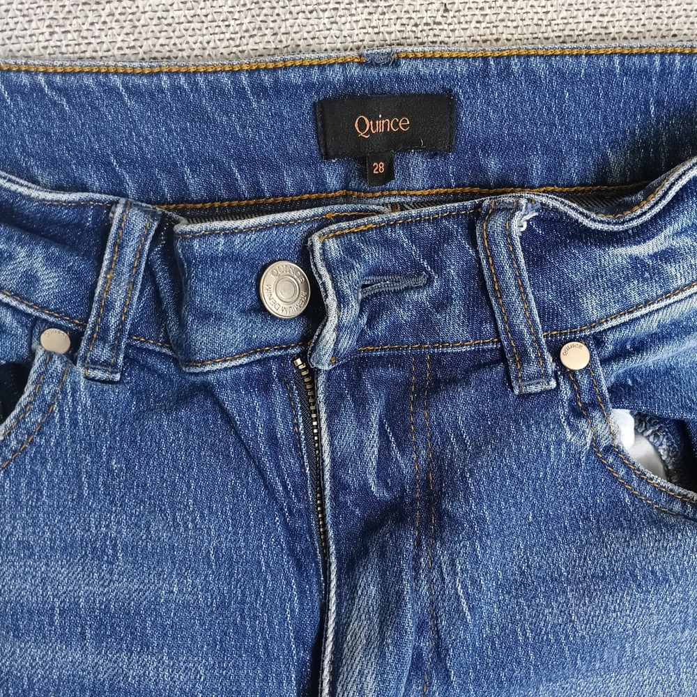 Quince Wide Leg Jeans Womens 28 Blue Excellent Organic Cotton Blend High Rise - Picture 4 of 8
